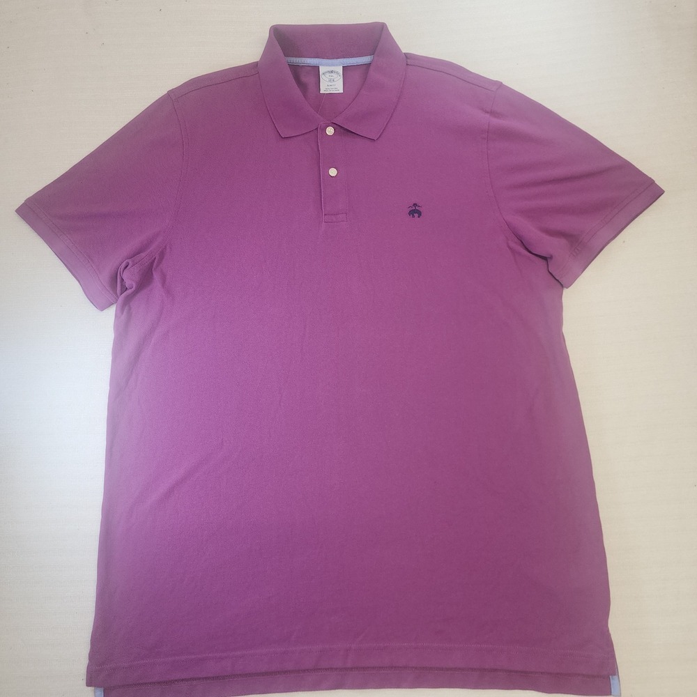 Brooks Brothers Mens XXL Slim Fit Purple Cotton Pique Polo Shirt 116992-623-17A - Picture 2 of 8